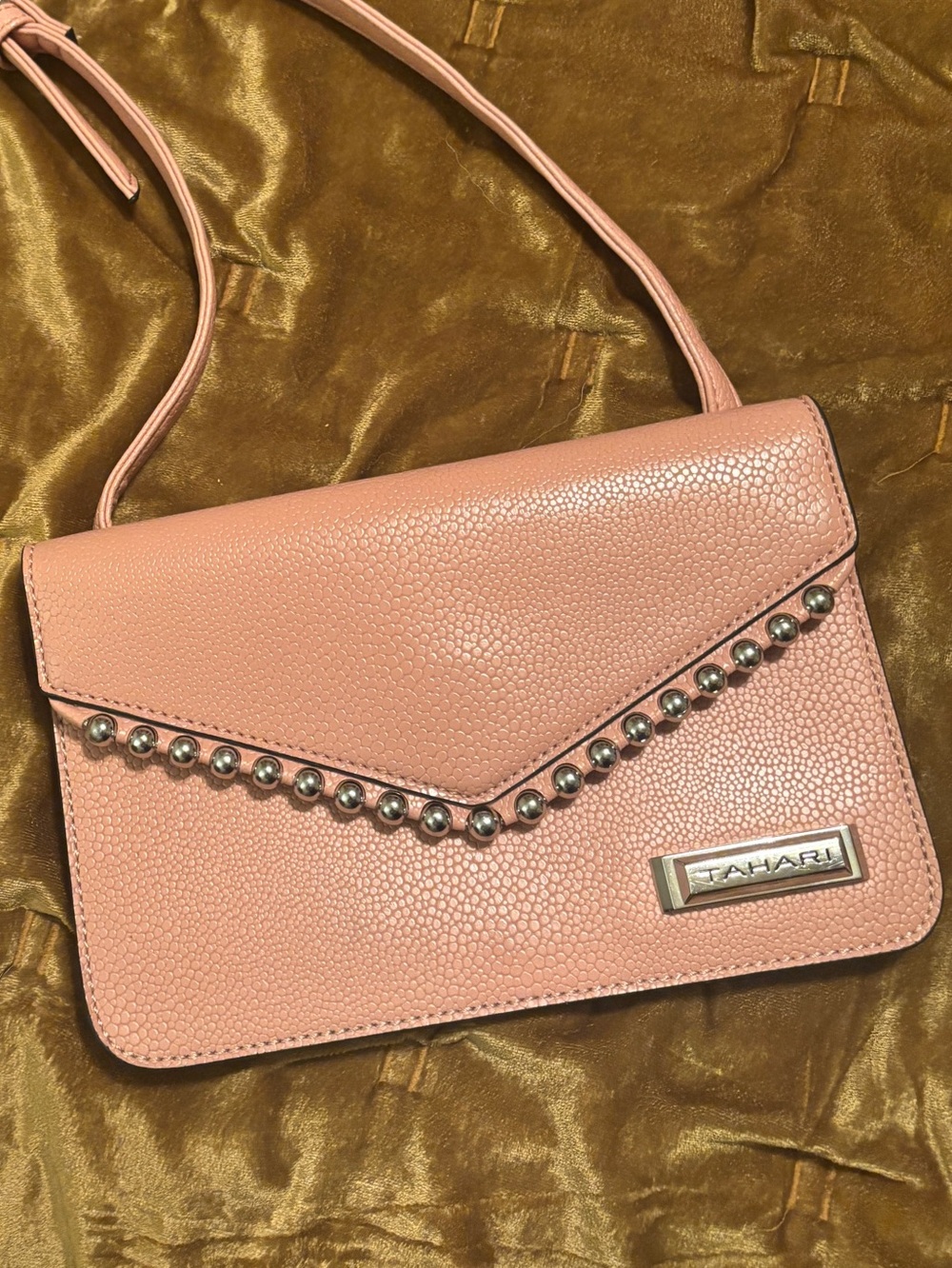 Tahari Pink Studded Envelope Crossbody Bag - Like New
